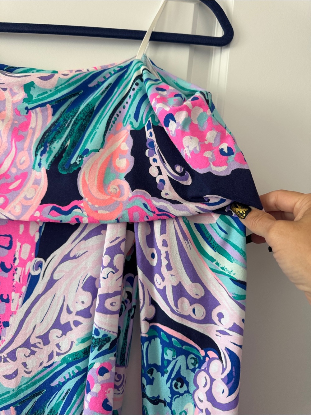 Lilly Pulitzer Pink Teal Off the shoulder - Picture 7 of 8